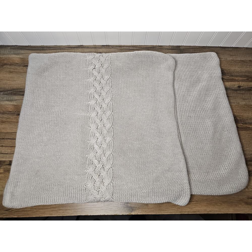 Restoration Hardware Knit Linen Pillow Cover 22x22 Set Of 2 Beige